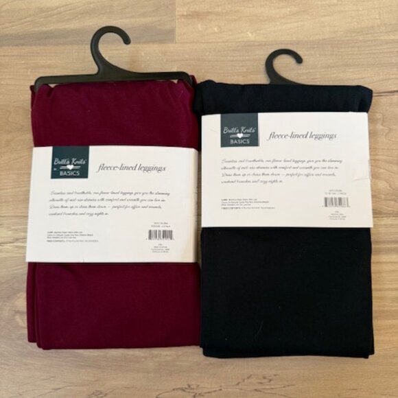 Britt's Knits Women's Fleece Lined Mid-Rise Warm Stretch Leggings - Set of 2 - Picture 2 of 5